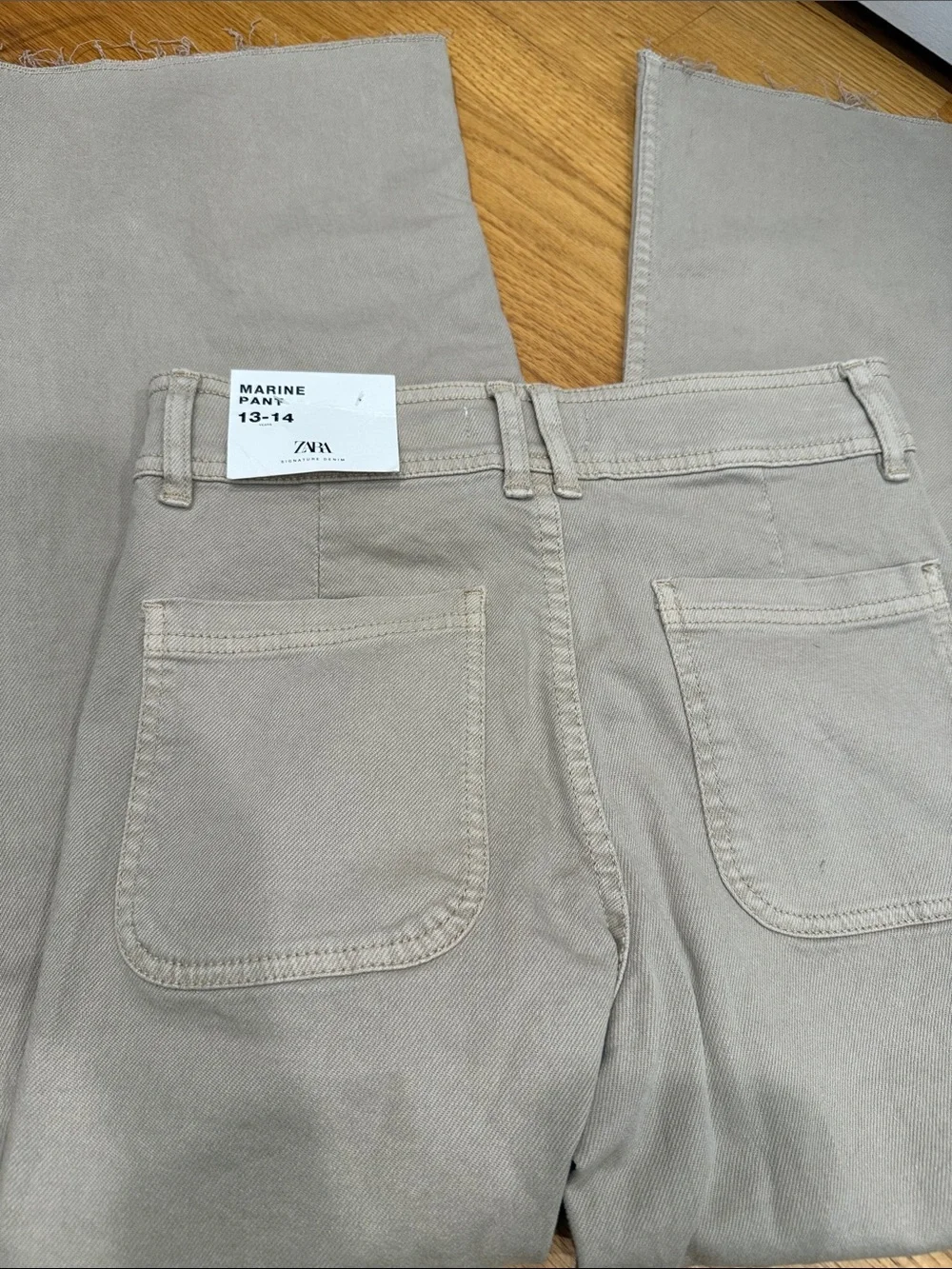 Zara Kids Wide-Leg Chinos in Light Taupe